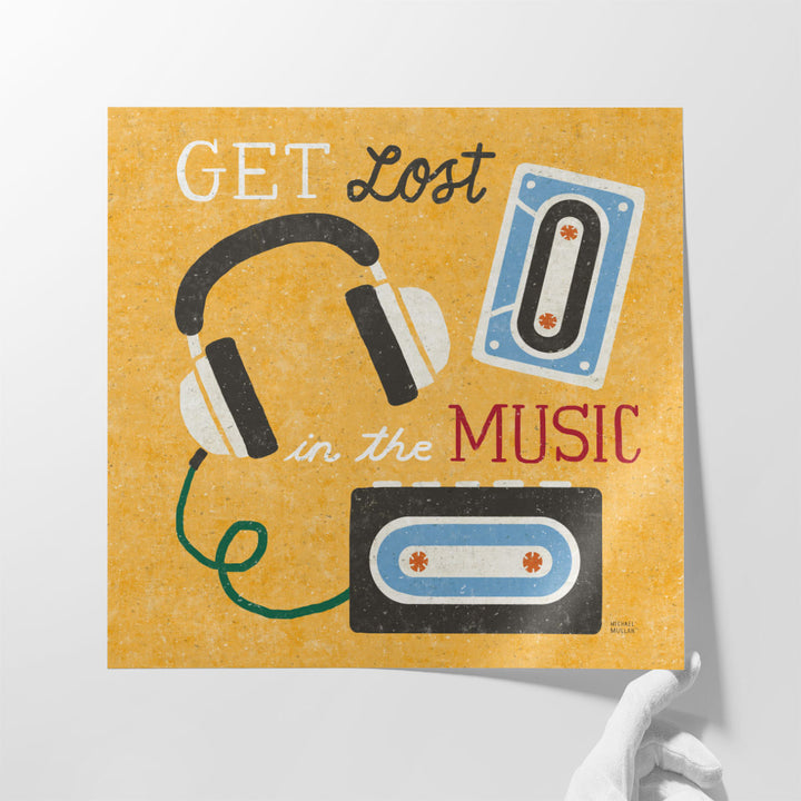 Retro Desktop Headphones - Canvas Print Wall Art