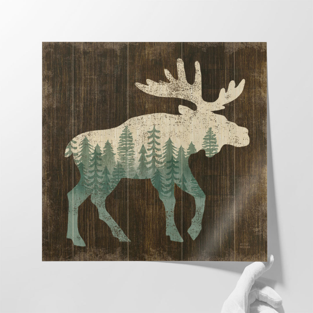 Simple Living Moose Silhouette - Canvas Print Wall Art