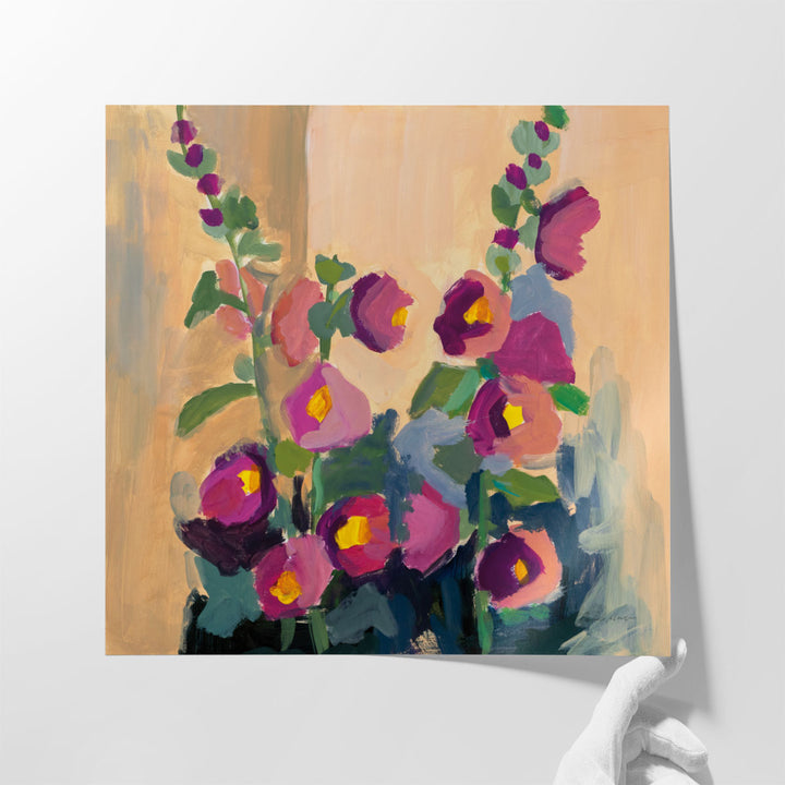 Summer Hollyhocks - Canvas Print Wall Art