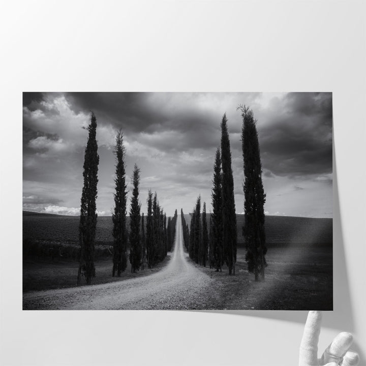 Travelling in Tuscany Black and White - Canvas Print Wall Art