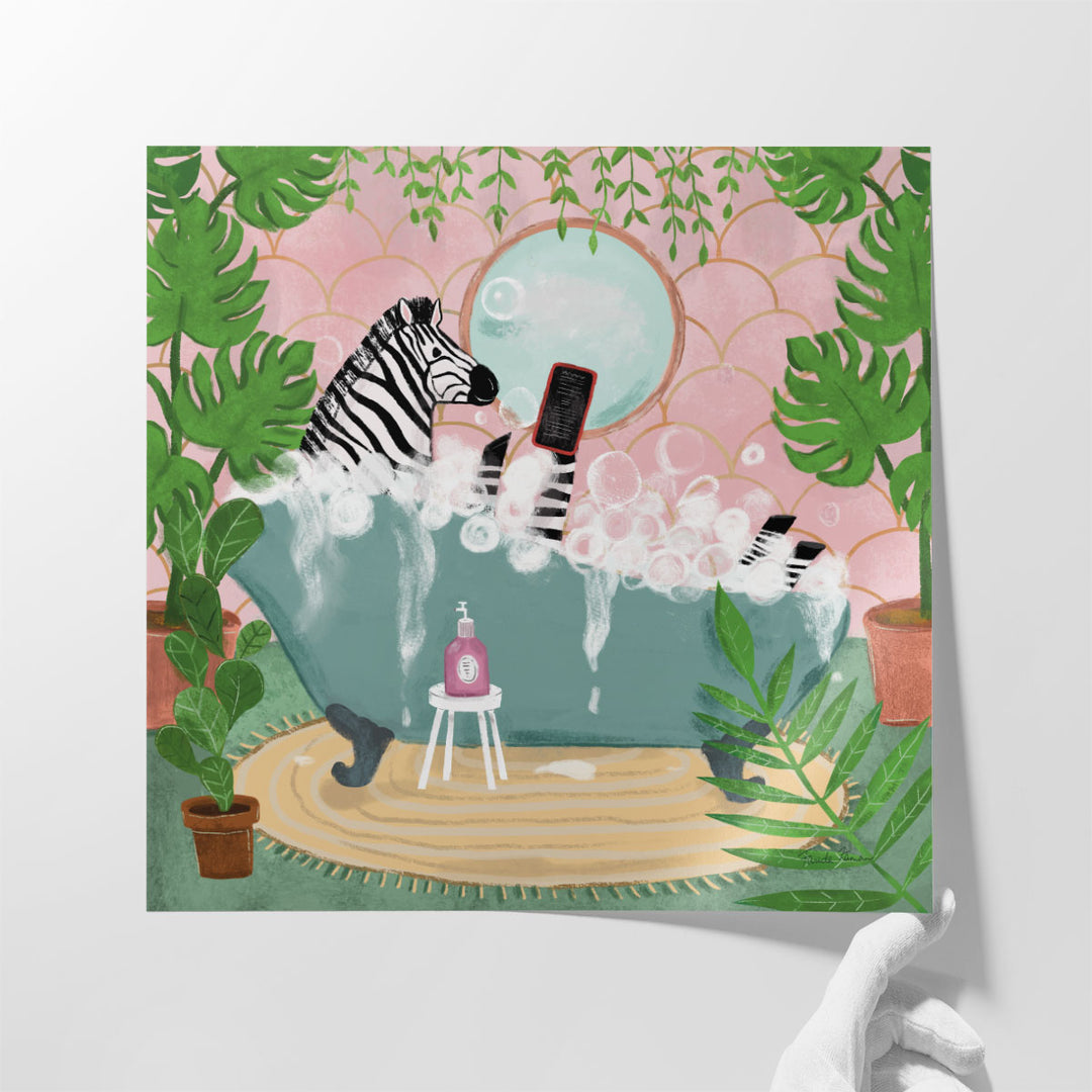 Zebra in Tub - Canvas Print Wall Art