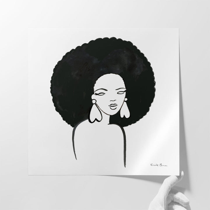 Afro Girl I Black and White - Canvas Print Wall Art