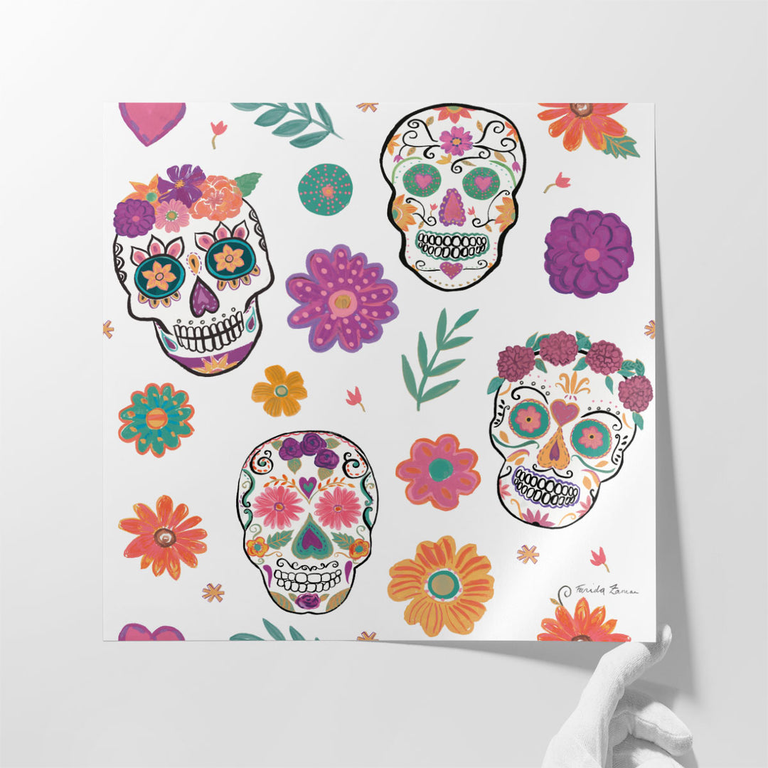 Day of the Dead Pattern IA - Canvas Print Wall Art