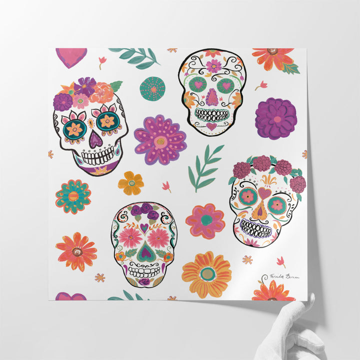 Day of the Dead Pattern IA - Canvas Print Wall Art