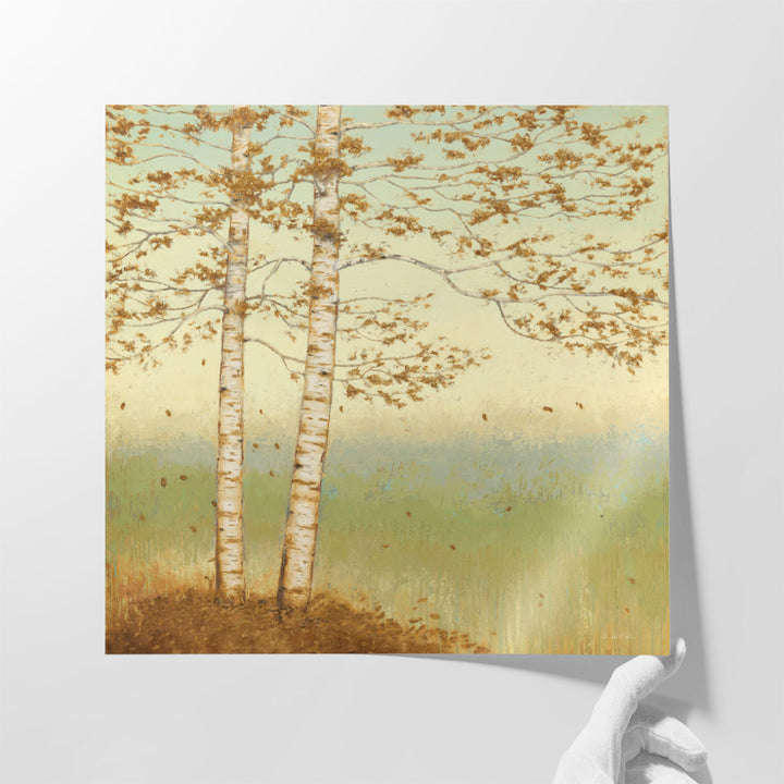 Golden Birch I with Blue Sky - Canvas Print Wall Art