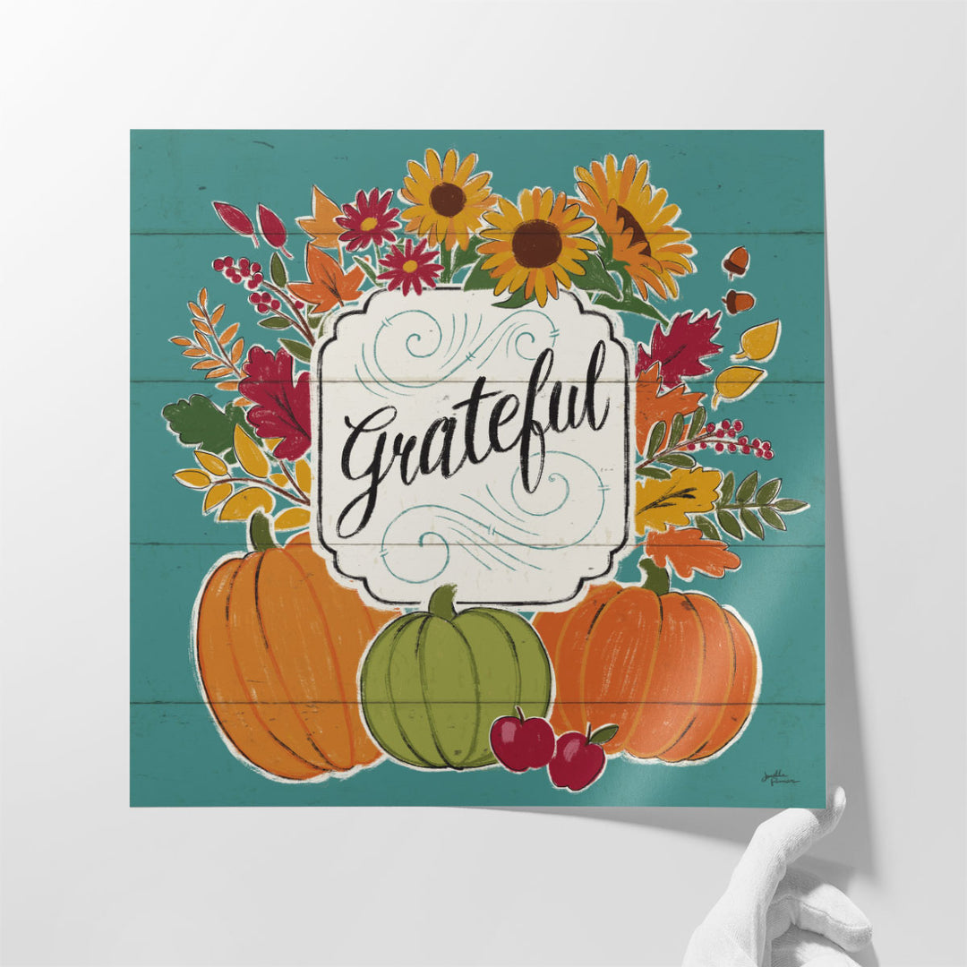 Thankful II Turquoise - Canvas Print Wall Art 