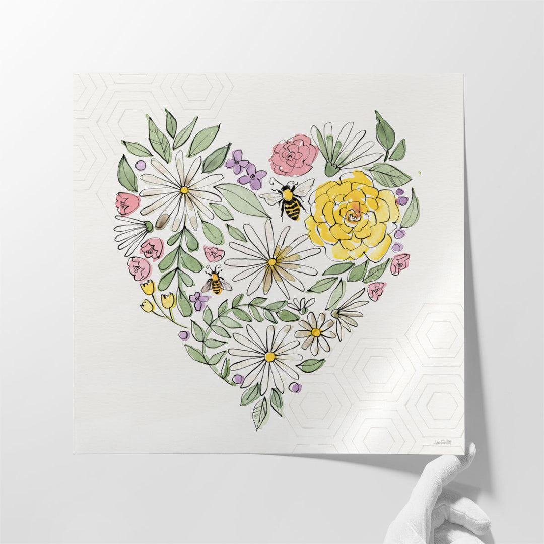 Honeybee Blossoms XI No Words - Canvas Print Wall Art