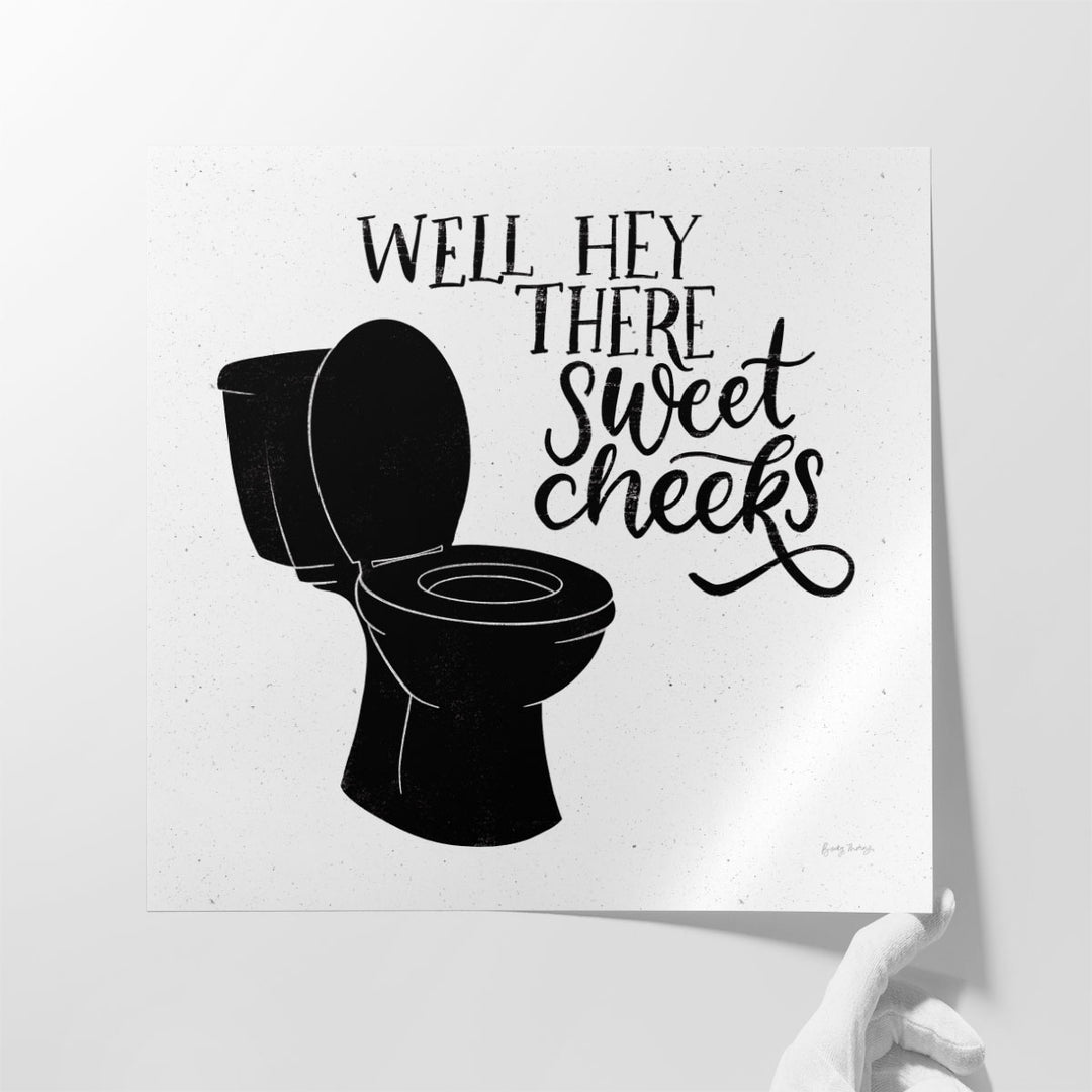 Bathroom Puns III Black and White - Canvas Print Wall Art