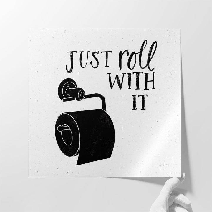 Bathroom Puns V Black and White - Canvas Print Wall Art