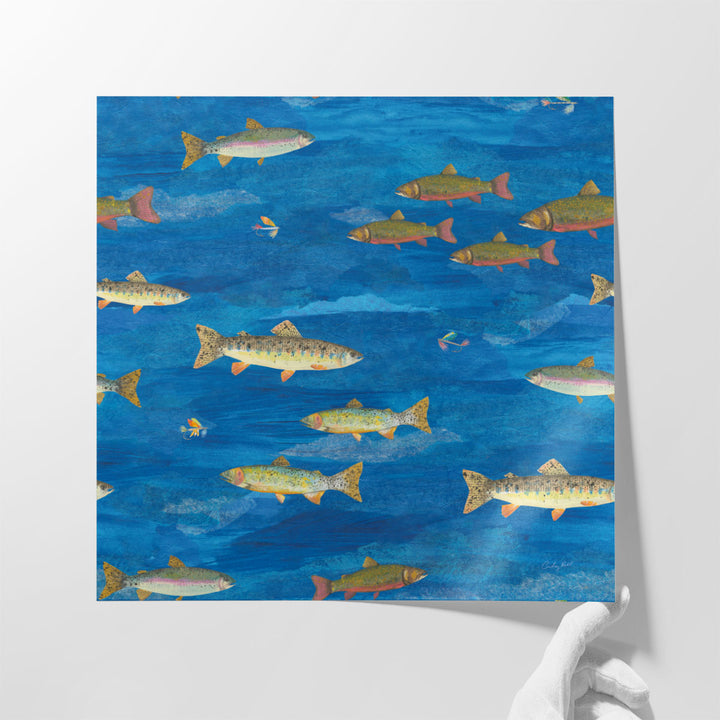 Angling in The Stream Pattern I - Canvas Print Wall Art