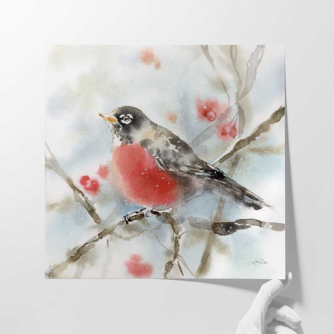 Winter Robin - Canvas Print Wall Art