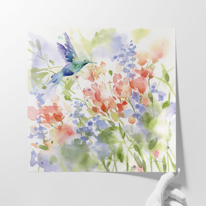 Hummingbird Meadow  - Canvas Print Wall Art