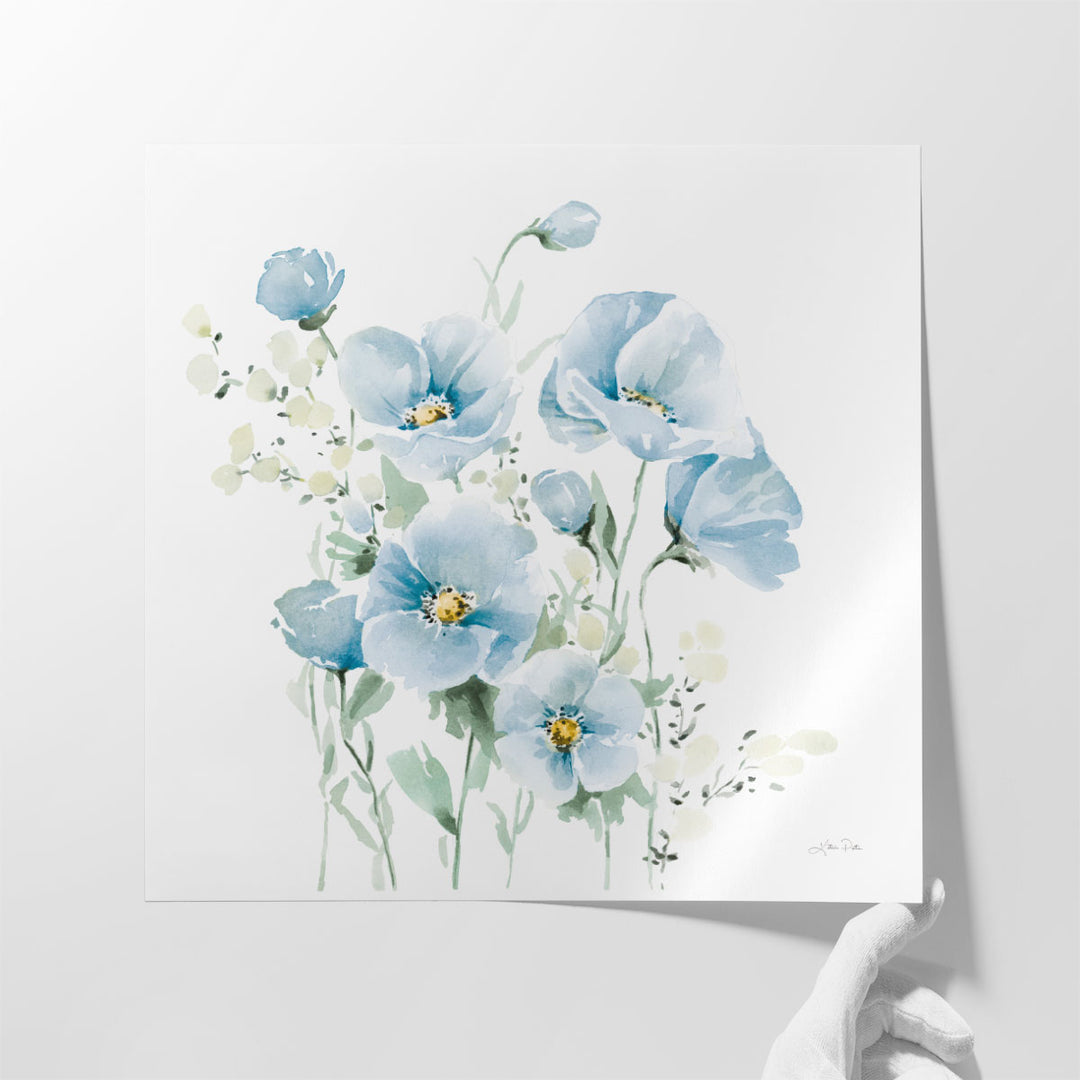 Secret Garden Bouquet II Pale Blue - Canvas Print Wall Art