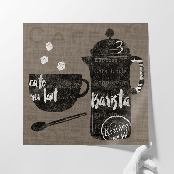 Linen Coffee II Black and White - Canvas Print Wall Art