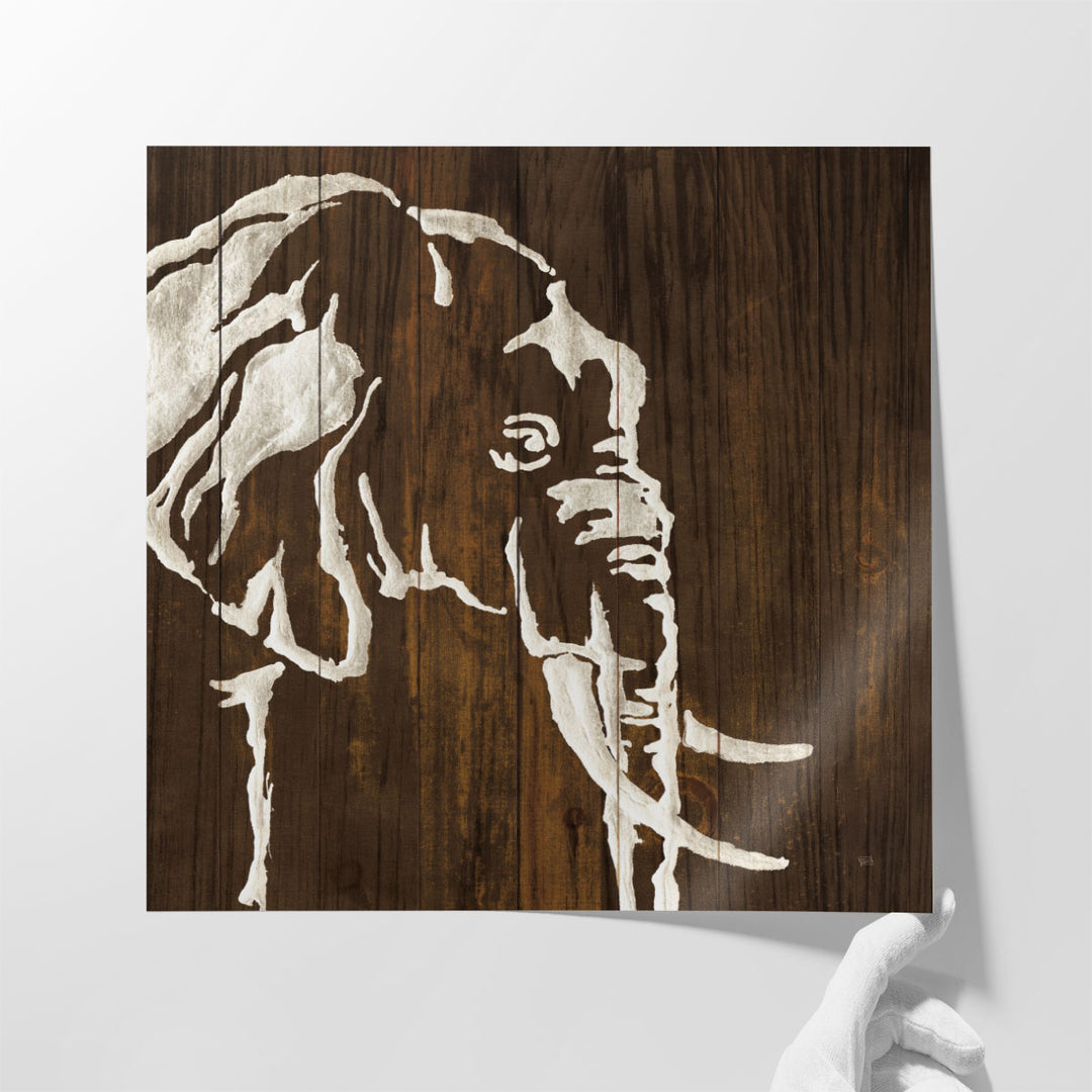 White Elephant on Dark Wood - Canvas Print Wall Art