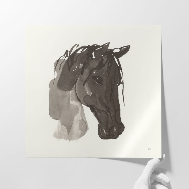 Horse Portrait I Black and White - Canvas Print Wall Art