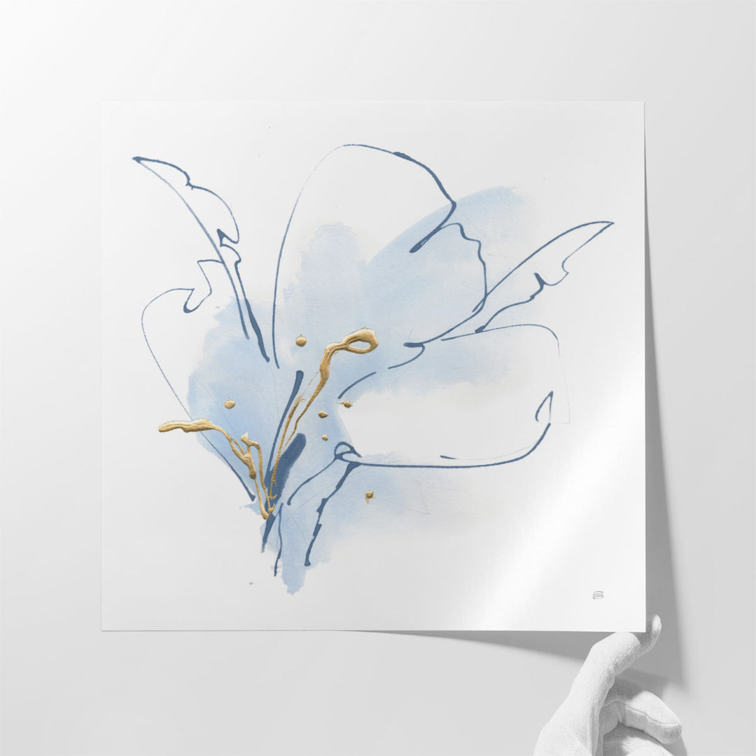 Blue and Gold Floral II - Canvas Print Wall Art