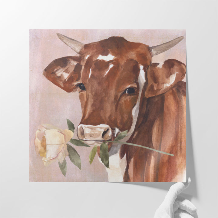 Peony Cow I - Canvas Print Wall Art