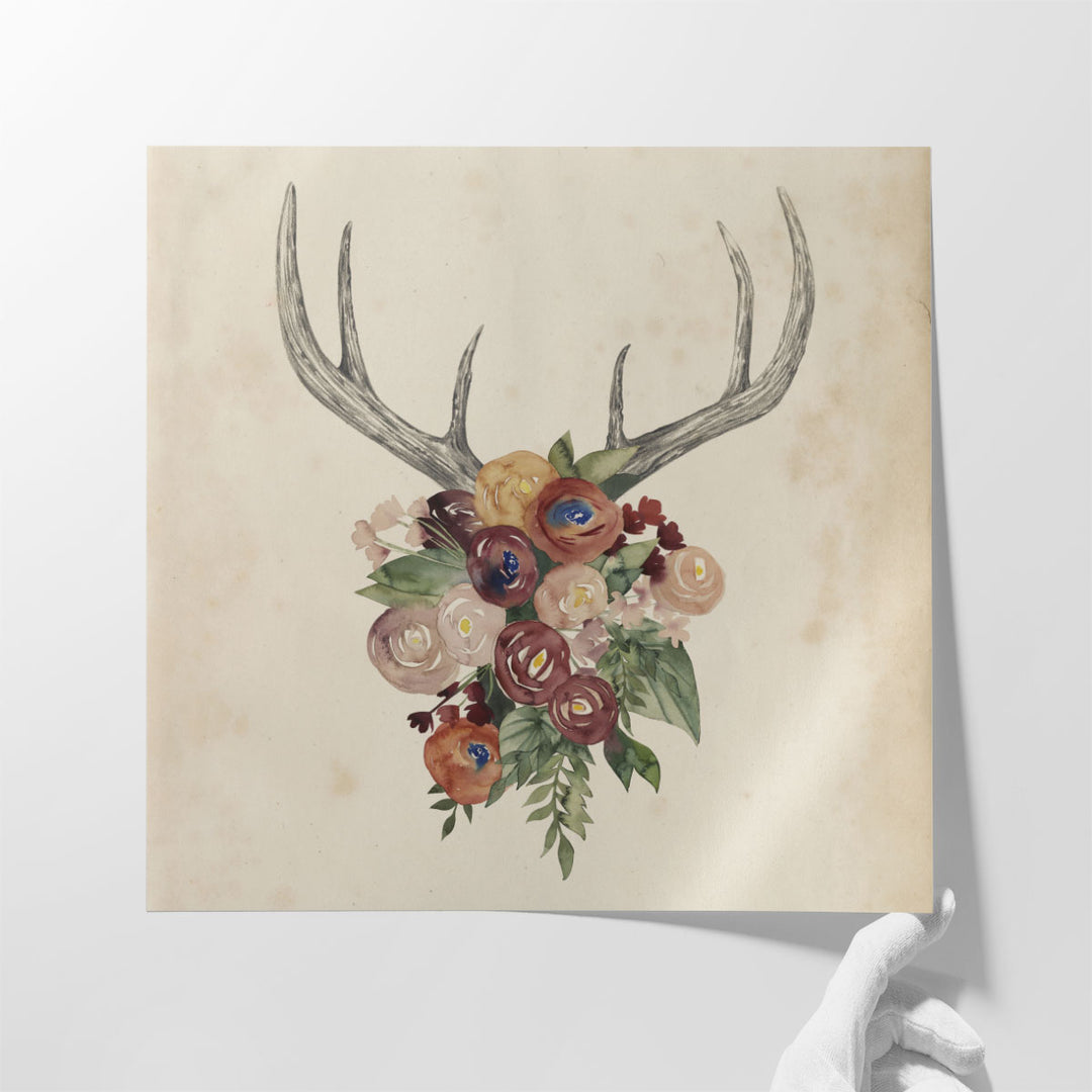 Flower Antlers I - Canvas Print Wall Art