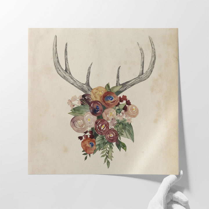 Flower Antlers I - Canvas Print Wall Art