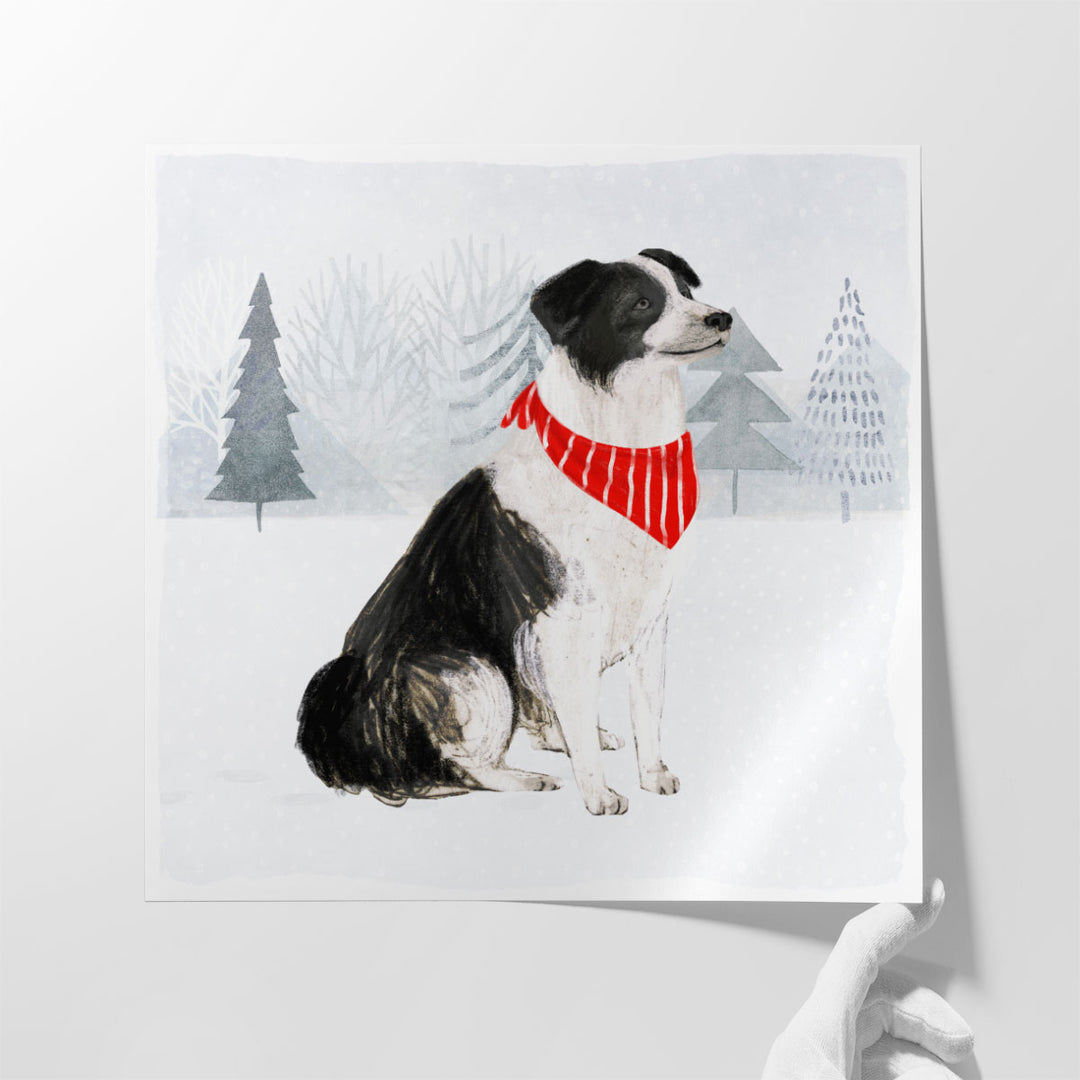 Christmas Cats & Dogs II Black and White - Canvas Print Wall Art