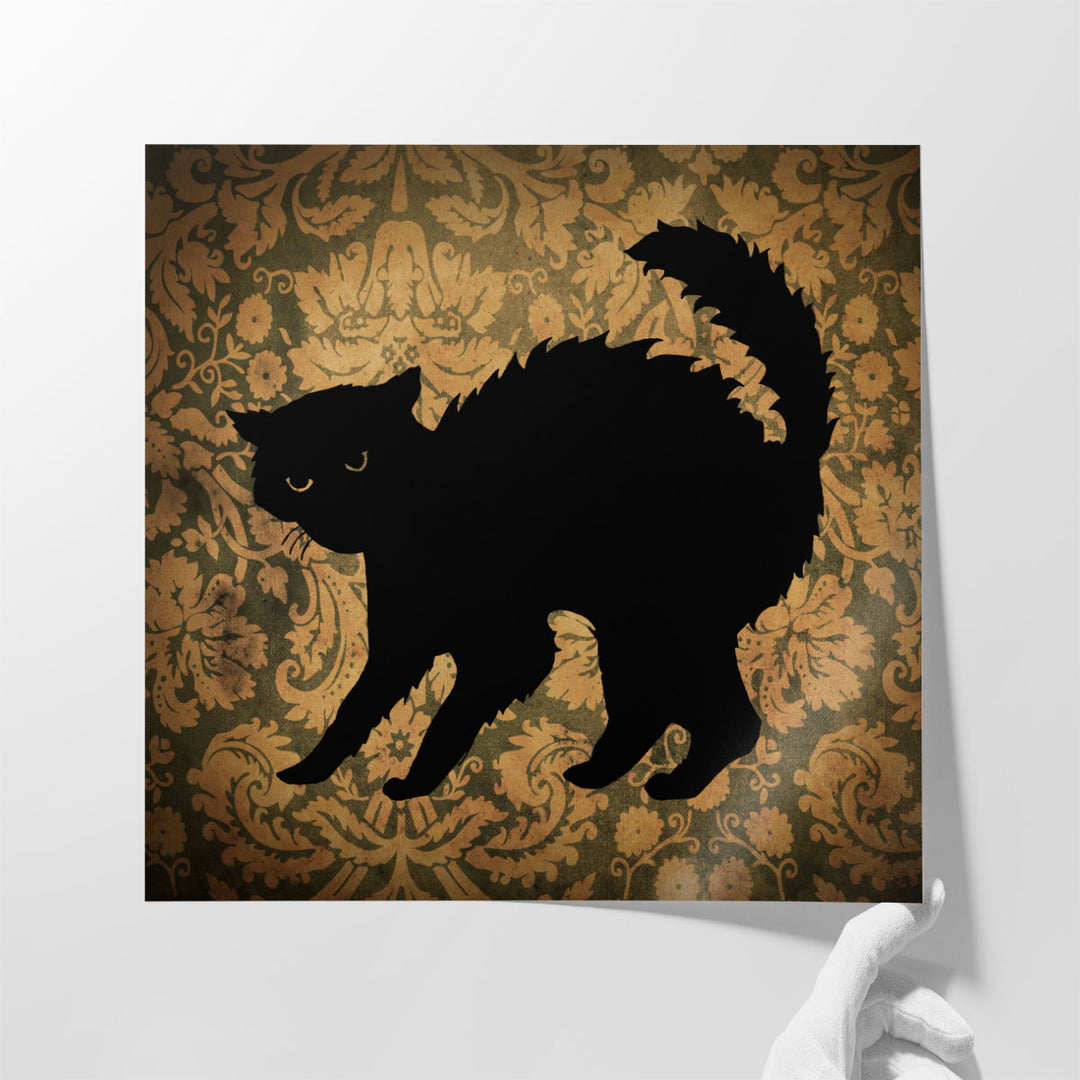 Cat & Damask - Canvas Print Wall Art