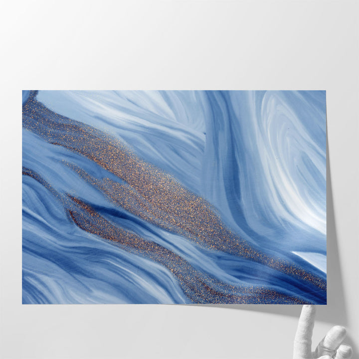 Blue Waves Of Gold - Canvas Print Wall Art