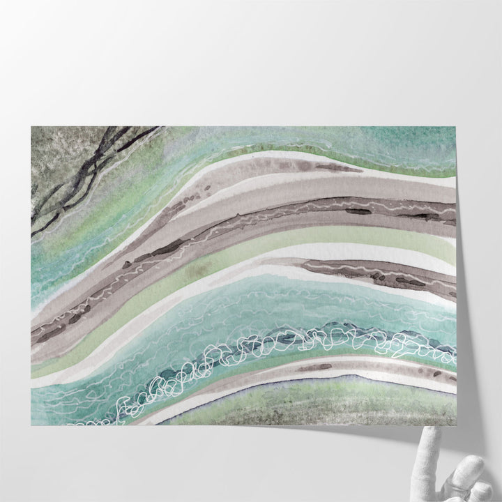 Abstract Greens Mauve Rivers 1 - Canvas Print Wall Art