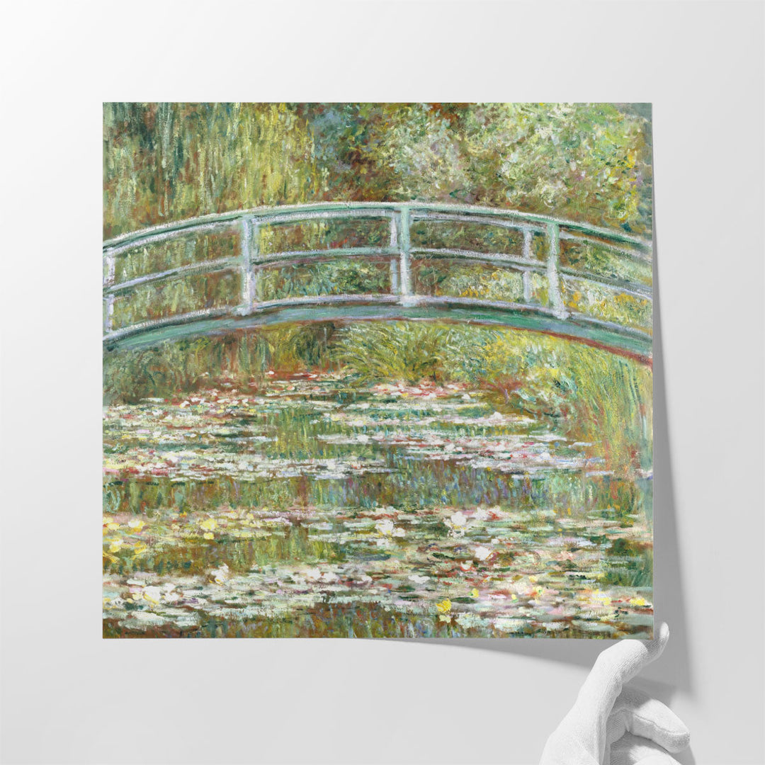 Bridge Over a Pond of Water Lilies - Canvas Print Wall Art