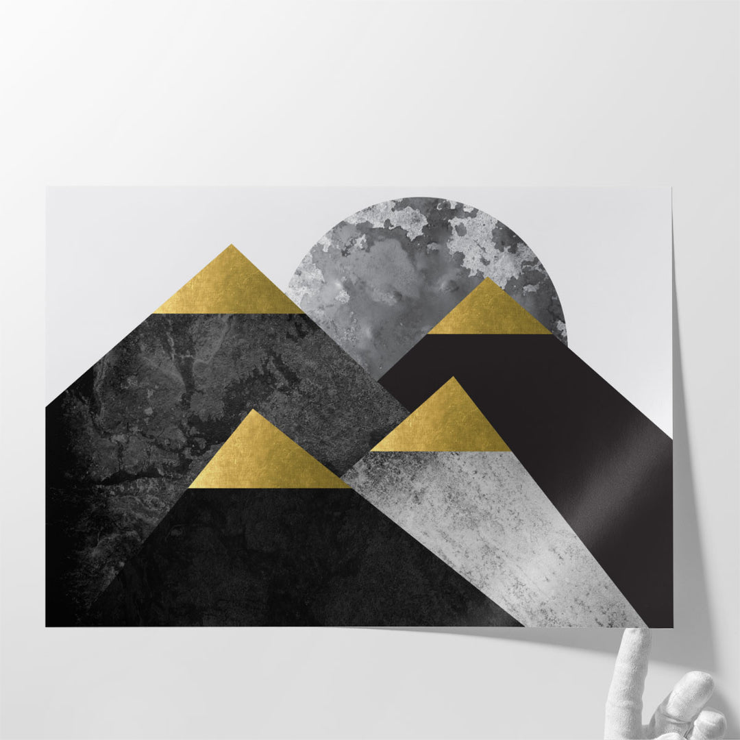 Black and Gold Mountains 2 - Canvas Print Wall Art