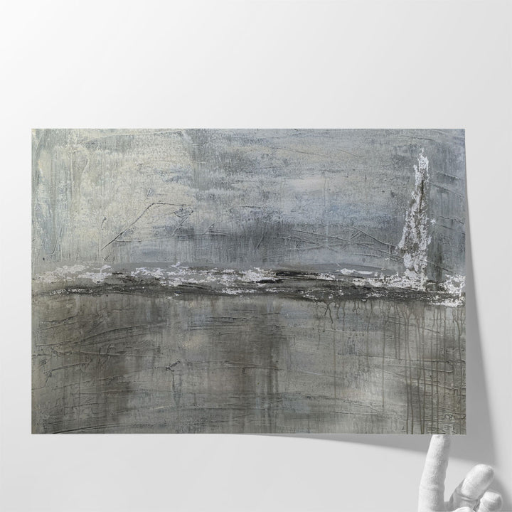 Metallic Landscape with Silver Leaf - Canvas Print Wall Art