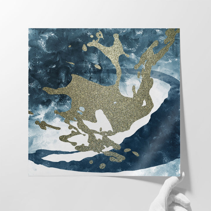 Blue Gold Splash 1 - Canvas Print Wall Art