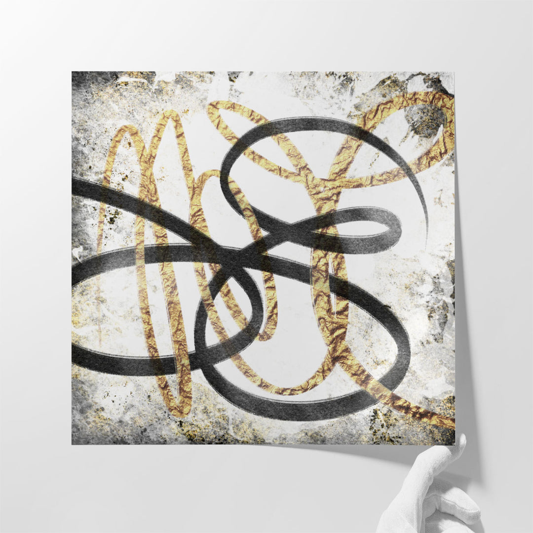 Gold And Black Scribbles 1 - Canvas Print Wall Art