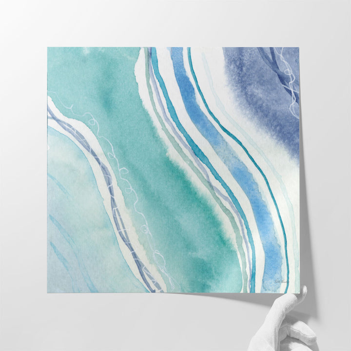 Abstract Blue Teal Waves 3 - Canvas Print Wall Art