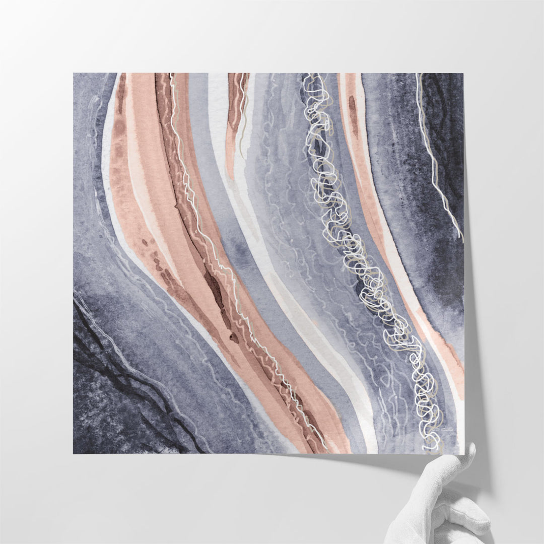 Abstract Blue Peach Rivers 3 - Canvas Print Wall Art