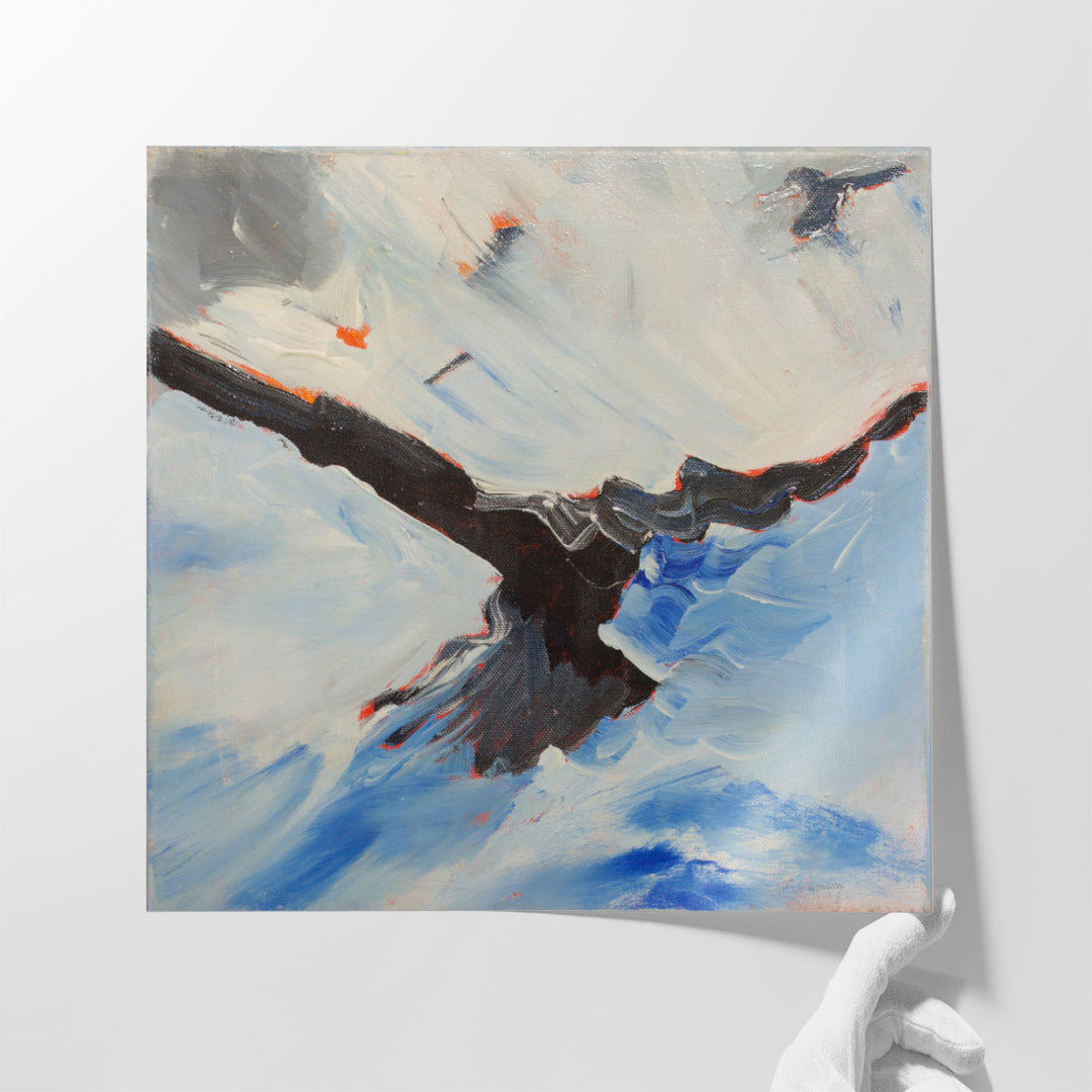 Crow In Flight - Canvas Print Wall Art