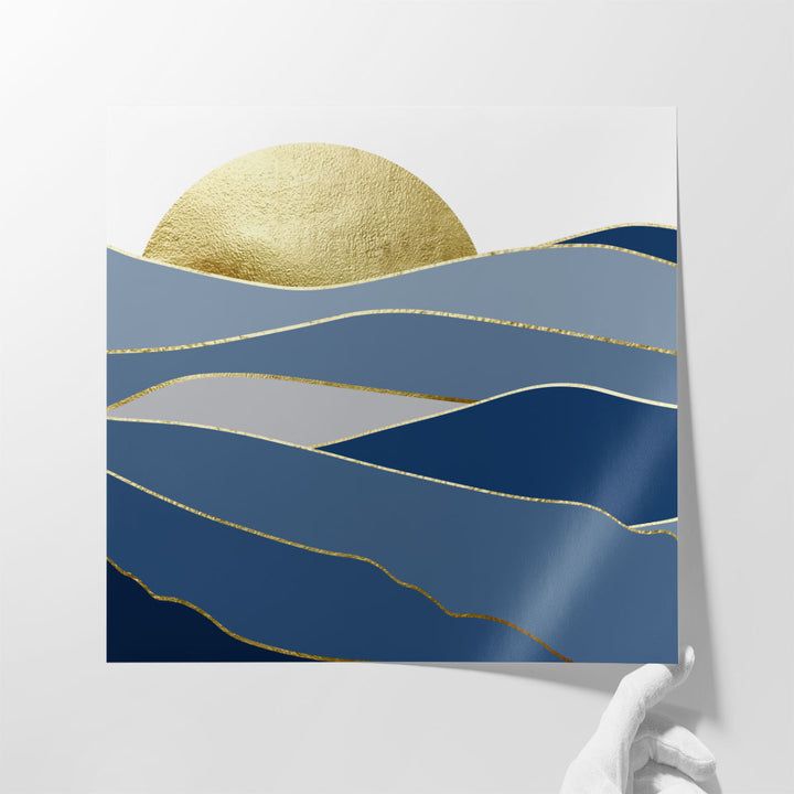 Navy Gold Landscape 2 - Canvas Print Wall Art