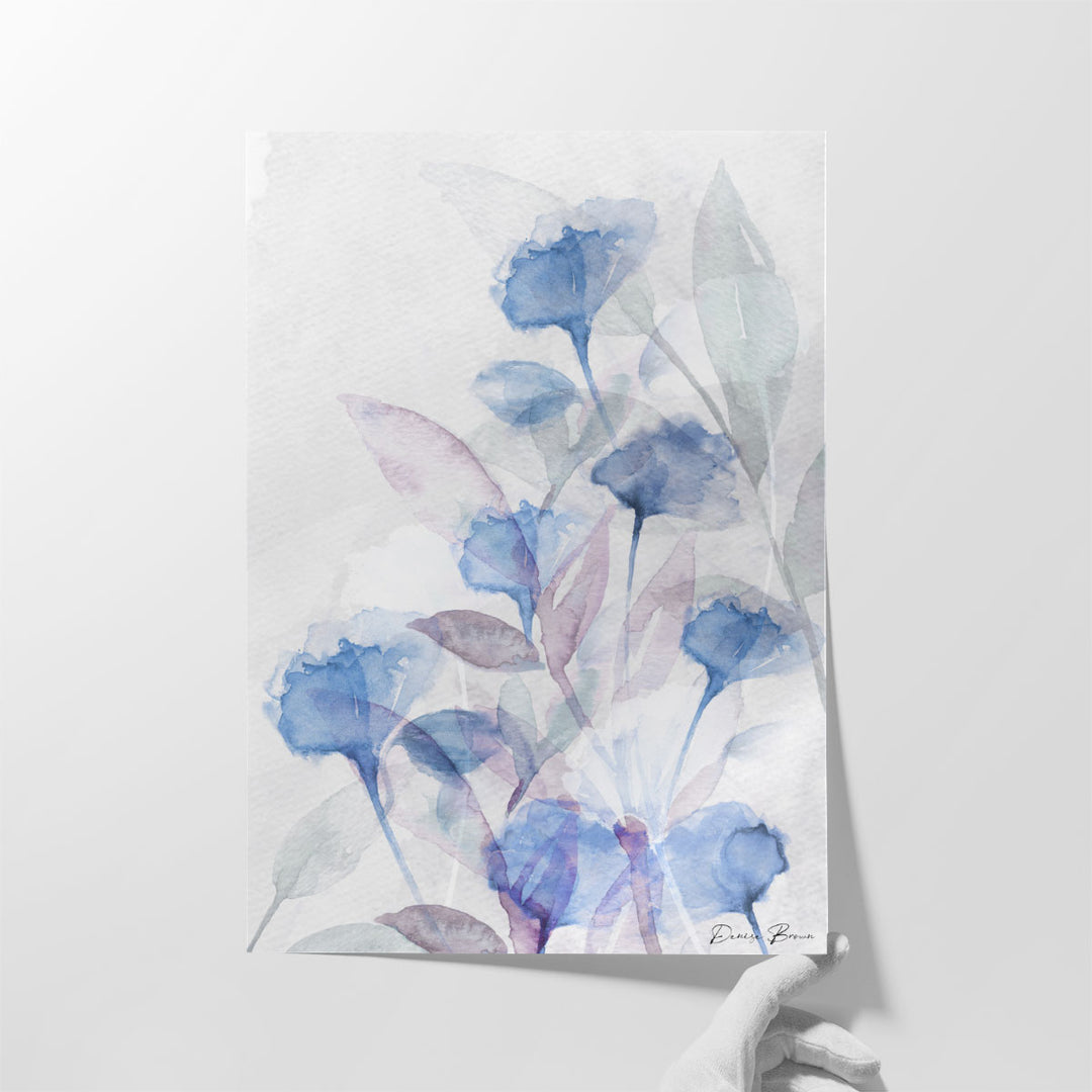 Modern Poppies 2 Blue - Canvas Print Wall Art