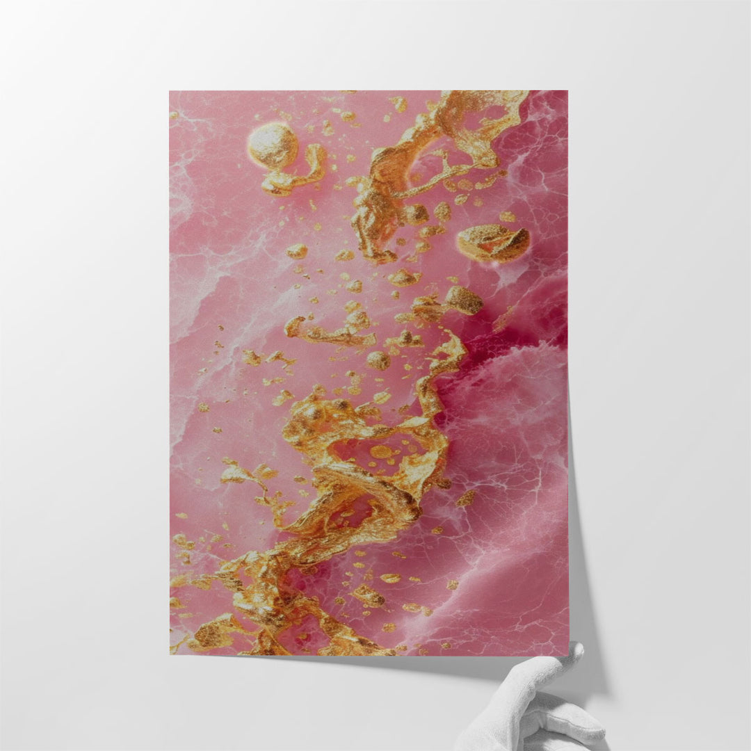 Pink Golden & Marbled - Canvas Print Wall Art