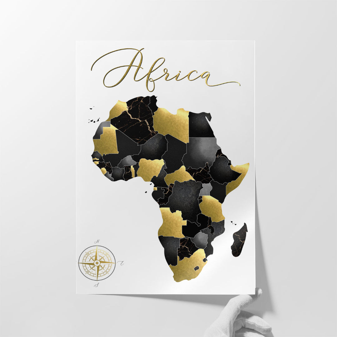 Black Grey Gold Geo - Canvas Print Wall Art