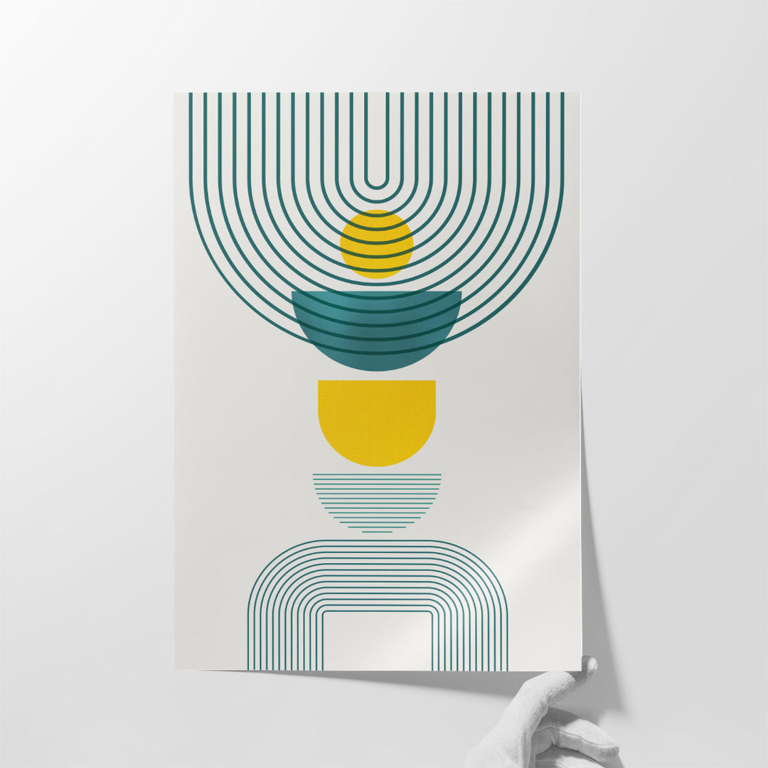 MidCentury Teal Yellow 1 - Canvas Print Wall Art