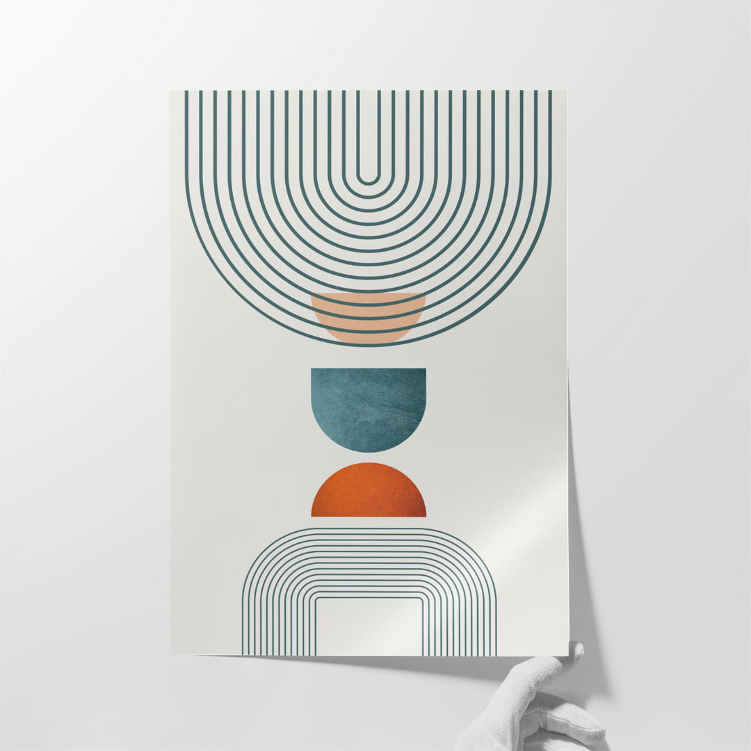 Minimalist MidCentury Orange Teal 1- Canvas Print Wall Art