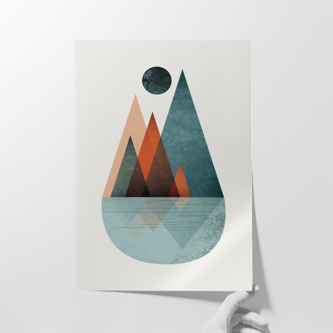 Minimalist MidCentury Orange Teal 2 - Canvas Print Wall Art