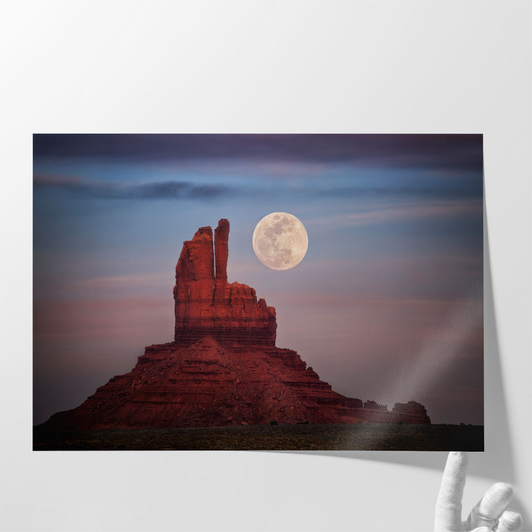 Moonrise Over Monument Valley - Canvas Print Wall Art