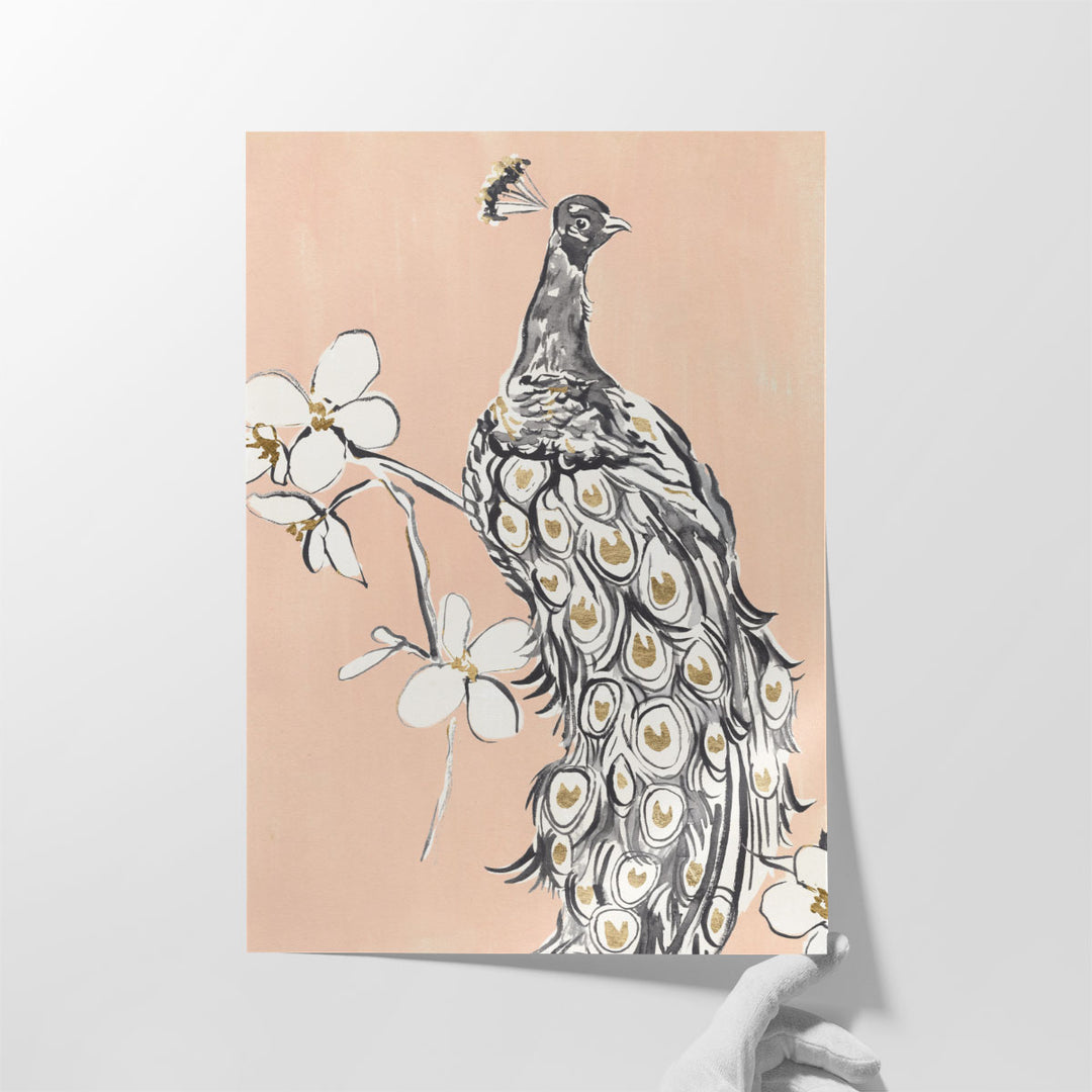 Peacock in Gold I - Canvas Print Wall Art