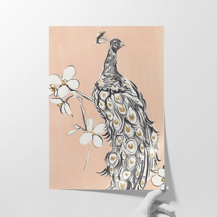 Peacock in Gold I - Canvas Print Wall Art