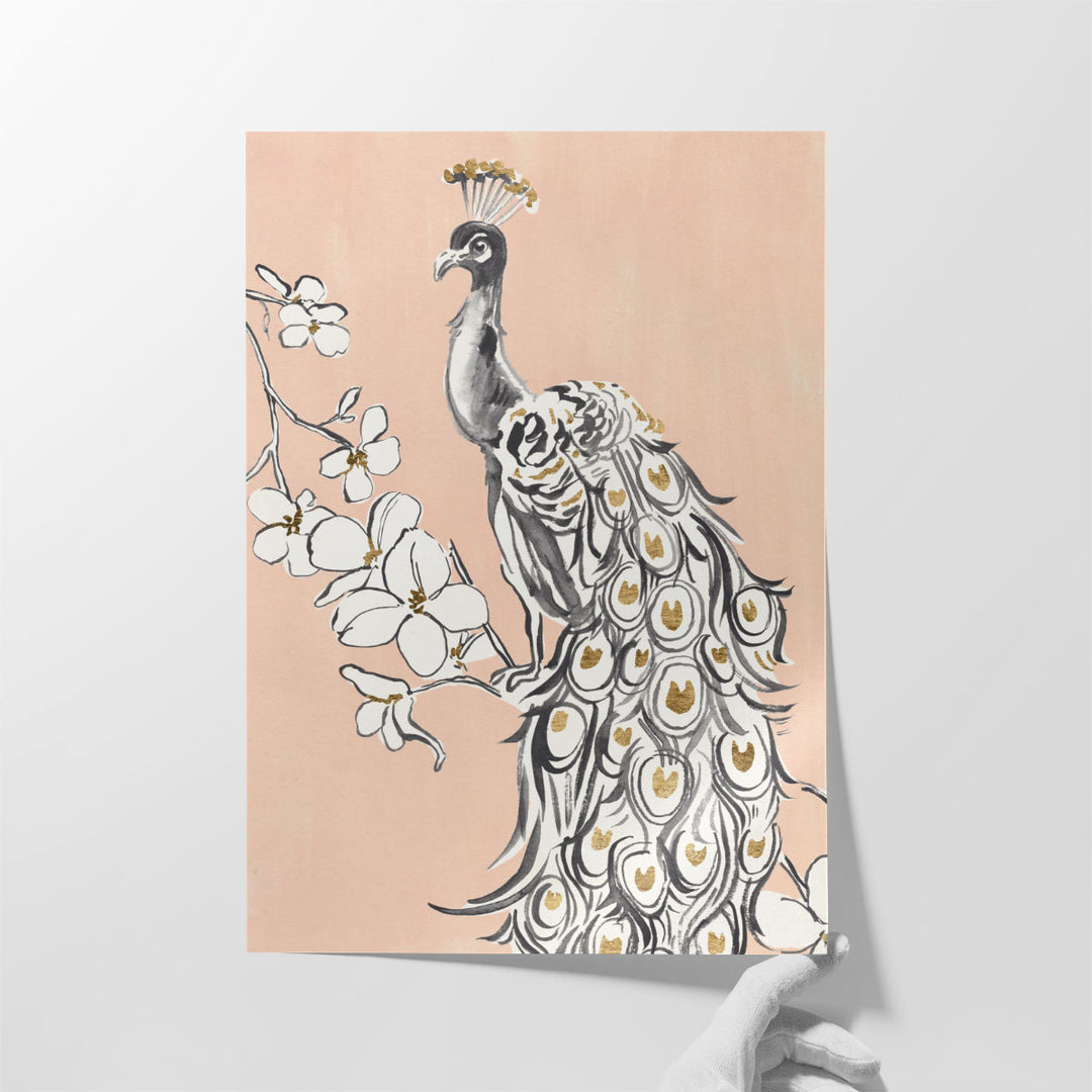 Peacock in Gold II - Canvas Print Wall Art