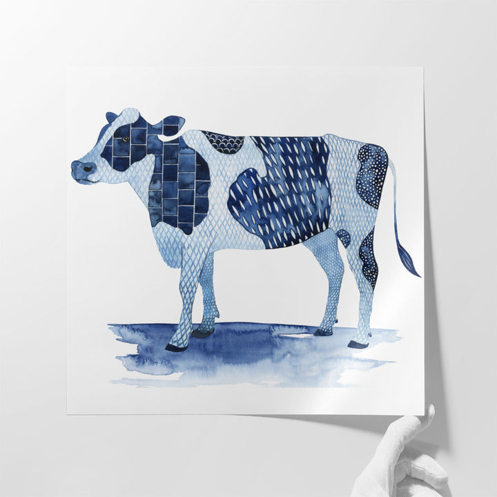 Cobalt Farm Animals I - Canvas Print Wall Art