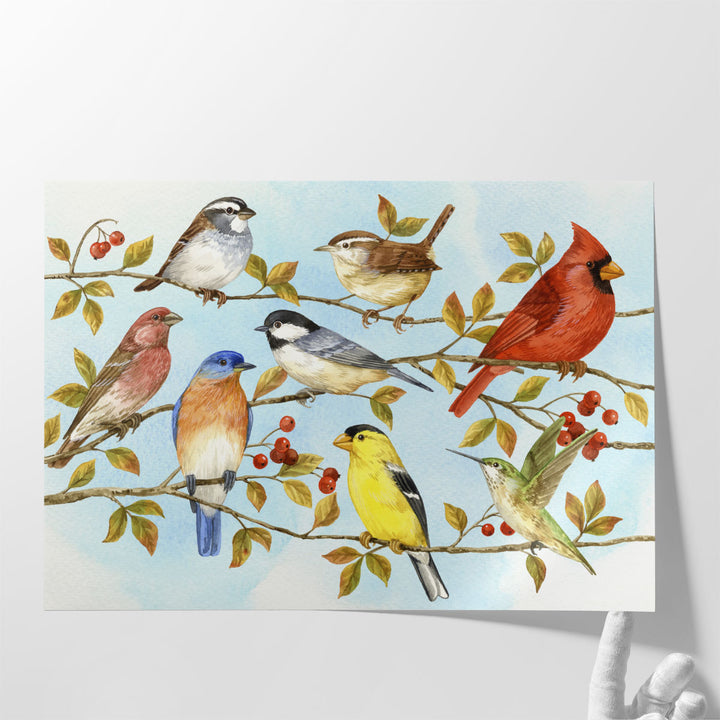 Birds and Berries V - Canvas Print Wall Art