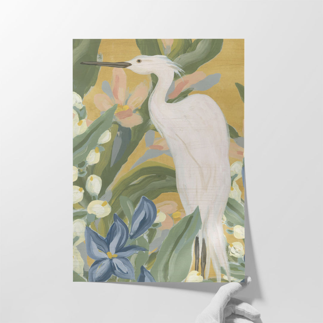 Floral Egret I - Canvas Print Wall Art